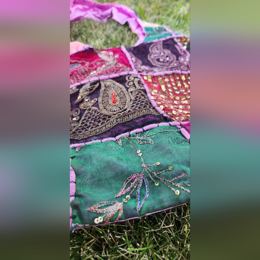 Unique Patchwork Fairycore Lavender Shoulder Bag - image 3